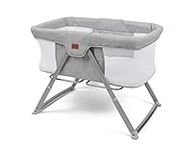 Babylo Sleep and Stay Folding Crib Folds with one Hand Includes Travel Bag, Grey, 93 L x57 W x7.5 H