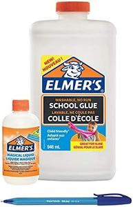 Elmer's PVA Glue Great for Slime Making, Washable, 946 ml, White + Elmer's Slime Activator Solution 259 ml + PaperMate Pen Gift