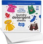 Miss Mouth's Messy Eater Laundry Detergent Sheets - Laundry Detergent, Hypoallergenic, Sensitive Skin Safe, Pediatrician and Dermatologist Tested, Fragrance Free, Travel Friendly