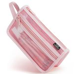 Four Candies Grid Mesh Pencil Case, Pink, Travel