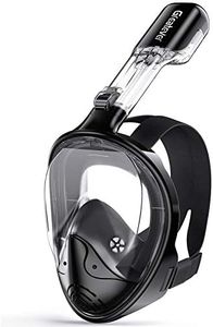 Greatever Full Face Snorkel Mask, Snorkeling Gear for Adults with Latest Dry Top Breathing System and Detachable Camera Mount, Foldable Snorkel Mask Adult, Snorkels Anti-Fog & Anti-Leak(Black, S/M)