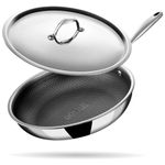 Stahl Artisan Hybrid Triply Frying Pan with Lid, Fry pan Induction Base, Frying pan Non Stick, Omelette Pan Non Stick, Frying pan Stainless Steel, 1.1 L, 20 cm
