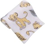 Disney Lion King Super Soft White, Yellow, Green Simba Leaves French Fiber Baby Blanket, White, Green, Yellow