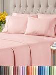 Queen 6 Piece Sheet Set - Breathable & Cooling Sheets - Hotel Luxury Bed Sheets - 1 Flat Sheet, 1 Fitted Sheet & 4 Pillowcases - Deep Pocket - Easy Fit, Soft & Wrinkle Free - Queen Baby Pink Sheets