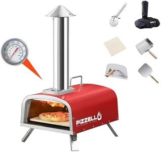 PIZZELLO Outdoor Wood Fired Pizza Oven Portable Pellet Pizza Ovens for Outside, Pizza Maker with Pizza Stone, Pizza Peel, Fold-Up Legs, Waterproof Cover (Red)