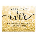 Andaz Press Personalized Wedding Party Signs, Glitzy Gold Glitter, 8.5x11-inch, Best Day Ever, 1-Pack, Custom Made Any Name