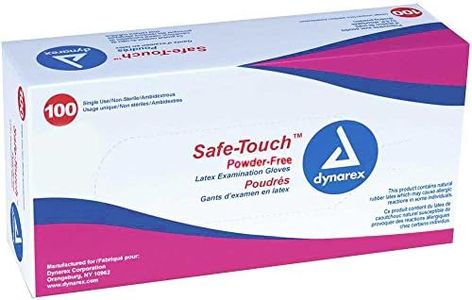 Dynarex Safe-Touch Powder-Free Latex Exam Gloves, Large, Box/100