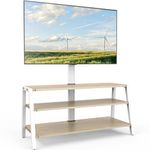 FITUEYES TV Stand Cabinet with Bracket for 37" - 70" Wooden Open Shelves Floor TV Unit TV Table with Mount TV Lowboard Height Adjustable 100cm Wide White