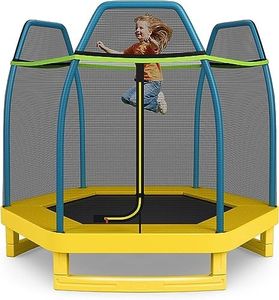 HONEY JOY 7FT Kids Trampoline w/Safety Enclosure Net & Spring Pad, Outdoor Indoor Children Recreational Rebounder w/Galvanized Steel Frame, Bounce Jumper for Boys & Girls Aged 3+