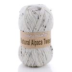 Mary Maxim Y083-300 Natural Alpaca Tweed Yarn, Raw Cotton