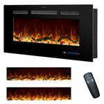Rodalflame 30 Inches Electric Fireplace Inserts, Recessed and Wall Mounted Fireplace Heater for Indoor Use with Remote Control, 13 Color Flames with Log &Crystal, 9H Timer, 750/1500W