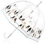 totes Clear Bubble Umbrella with Dome Canopy, Lightweight Design, Wind and Rain Protection, Birds on a Wire, Adults - 51" Canopy, Clear Bubble Umbrella With Dome Canopy, Lightweight Design, Wind and