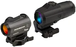 Sig Sauer Compact Durable Waterproof Electro-Optics Gun Stock Accessories - ROMEO4H 2 MOA Red Dot Sight & Juliet4 Quick Release 4X Magnifier Combo