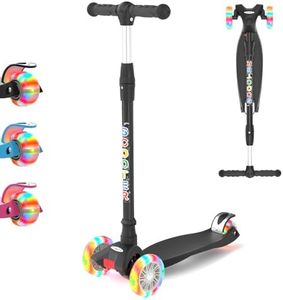 KORIMEFA 3 Wheel Kids Scooter Kick Scooter for Boys and Girls Toddler scooter with Adjustable Height, Lean to Steer, Flashing Light Up Wheels, Aged 3 to 12 years
