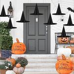 Svnntaa 8pcs Halloween Black Witch Hats Decorations, Hanging Witches Hat Bulk Floating Halloween Front Porch Yard Decor