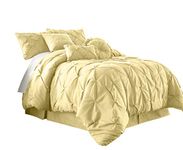 Chezmoi Collection Sydney 7-Piece Pinch Pleat Pintuck Bedding Comforter Set (Queen, Yellow)