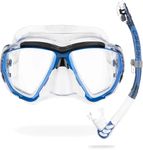 CRESSI Big Eyes+Alpha Ultra Dry Combo Clear/Azure - Combo Set Mask + Snorkel UD for Diving and Snorkelling, Transparent/Azure, One Size, Adults