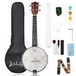 Mulucky 4 String Banjolele, Banjo Ukulele Concert Size 23 Inch with Remo Head, Closed Solid Wood Back, Beginner Kit with Truss Rod Gig Bag Tuner String Strap Picks, MBU-803