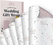 Wedding Gift Wrap - 6 Luxury Sheets of Weddings Wrapping Paper in Lucky In Love Design - Mr and Mrs Pink Hearts Design