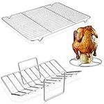 Baking Cooking Rack Set of 3, P&P CHEF Stainless Steel Roasting Cooling Rack & V-Shape Grilling Rack & Chicken Holder Rack, Oven & Dishwasher Safe, Non-Toxic, Easy Cleaning & Durable