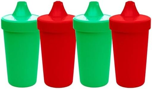 Re-Play Spill-Proof Sippy Cups for Toddlers - Kids Reusable 10 Oz Set of 4, Dishwasher & Microwave Safe, Made in USA, Christmas