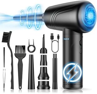 11-in-1 Compressed Air Duster, 3-Gear Adjustable 120000 RPM Electric Duster with LED Light, Adjustable Rechargeable Jet Air Blower, 9000mAh Cordless Dust Blower for Computer, Keyboard and Car