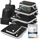 Samfolk Compression Packing Cubes for Suitcases Packing Cubes Compression Set Waterproof Suitcase Organiser Bags for Travel Suitcase Luggage Packing Organizer Bags Travel Essentials Black 8 Set