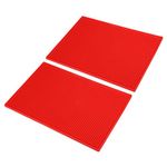 PATIKIL 16" x 12" x 0.4" PVC Bar Mats, 2 Pack Non-Slip Bar Service Cup Mat Countertop Spill Mat for Kitchen Restaurant Bar KTV Counter Barber Station Mat for Hair Salon, Red