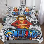 Linrry ONE PIECE Printed Bedding Set Duvet Cover Set 3d Printed Luffy Anime Comforter Cover 3 Pieces For Kids Teens Boys Quilt Cover with Zipper Closure Soft Microfiber Double（200x200cm）