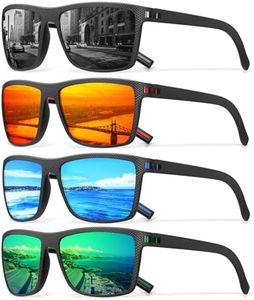 Square Polarized Sunglasses for Men Vintage Style Driving Travel Sun Glasses Lightweight Frame UV Protection Goggles, 4pack- Black+red+green+blue