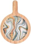 Prosumer's Choice Wooden Charcuterie, Cheese or Snacks Platter Board - Small, Round Wood Serving Board with Handle - Mini Decorative Boards for Display and Crafts - Mini Paddle Cheese Platters