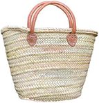 purifyou French Market Basket Bag | Handmade Moroccan Seagrass Baskets - Medium (15x10) | Wicker Basket for Beach, Laundry, Toy, Blanket, Storage, Baby, or Picnic