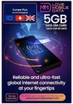 Love Mobile Data Only Sim Card - International Multi-Network 4G/5G Prepaid Pay As You Go Data Sim for Mobile Phones, WiFi Routers, & More, Europe, UK, & Switzerland Coverage, 5GB for 60 Days