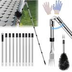 Gutter Cleaner 4M Extend Telescopic Roof Gutter Cleaning Extension Tools Kit with Adjustable Angle Pole Gutter Brush, Gutter Scoop for Removes Leaf Debris, Ditch, Gardens 12Pcs