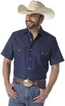 Wrangler Men's Authentic Cowboy Cut Work Western Short Sleeve Shirt - Medium - Blue