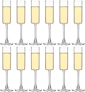 YANGNAY Cylinder Champagne Flutes, Champagne Flute Glass Set of 12, Clear Champagne glasses for Party, Home, Restaurant Use, 6 oz Capacity