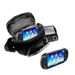 Orzly® - GAME & CONSOLE TRAVEL BAG for Sony PSP Consoles (GO/VITA/1000/2000/3000) Has Special Compartments for Games & Accessories. Bag includes Shoulder Strap + Carry Handle + Belt Loop - BLACK