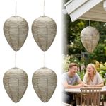 4 Pack Wasp Nest Decoy, Hanging Fake Wasp Nest Bee Natural Wasp Repellent Wasp Trap, Bee & Hornet Control for Home and Garden Outdoors (Light Color)