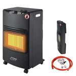 Portable Gas Heater 4.2KW, Indoor Foldable Heating with Wheels Mobile Suit for Home & Office, with Hose and Regulator, 3 Adjustable Heate Settings, Ideal for Quick Warmth (Gas Bottle Excluded)