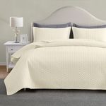 Maple&Stone Quilt Set Queen Size, Herringbone Lightweight Bedspread, Coverlet with Shams - (Cream, Queen)