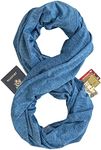 Zero Grid Infinity Scarf with Hidden Pockets Converts to Blanket and Wrap Perfect for Travel, Sapphire, One size