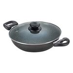 Prestige Omega Deluxe Non-Stick Kadhai | 2.4 litres | Black | Induction Base | Non-Stick Granite Finish | Scratch Resistant | Dishwasher Safe | Metal Spoon Friendly