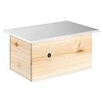 Navaris Wooden Bumblebee House for Garden - Wood Shelter Nesting Habitat Hotel for Bees - Pre-Assembled Bumble Bee Box with Metal Roof - 30x20x14.5cm