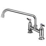 Deck Mount Commercial Mixer 7" Center Tap Kitchen Sink Faucet with 12 Inch Swing Nozzle,12 Inch Spout Taps