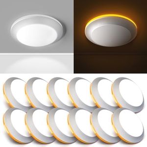 Sunco Lighting 12 Pack 6 Inch LED Nightlight Disk Lights Flush Mount Ceiling Light Fixture Recessed, 13W, 1200 Lumens, Selectable CCT, Dimmable Low Profile Surface Mount ETL