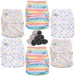 Bunii Cloth Diaper 6-Pack - Reusable Adjustable Pocket Diaper (Pastel Rainbow)