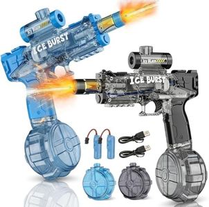 2Pcs Electric Water Gun for Adults Kids, Automatic Squirt Gun Pistol with Water Spray Sound and Led Light, Leak-Proof Rechargeable Water Guns for Summer Outdoor Pool Beach Party Toys