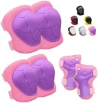 Kids Protective Gear Set, Knee Pads for Kids 3-10Years Toddler Knee and Elbow Pads with Wrist Guards Boys or Girls for Skating Cycling Bike Rollerblading Scooter Bike (Purple Pink, S(3-7years))
