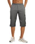 NANAMEEI Quick Dry 3/4 Casual Sports Shorts Hiking Long Walking Shorts,Dark Gray,S