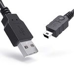 2m Mini 5Pin USB Cable for PS3 Controller Charging, Canon PowerShot/Rebel/EOS/DSLR Camera and Camcorder, Garmin Navigator Nuvi, MP3, MP4, Graphing Calculator, Dashcam